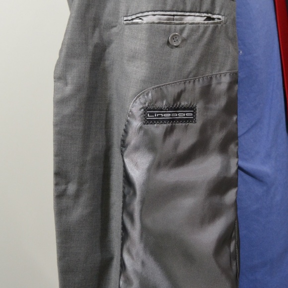 Lineage 44R Sport Coat Blazer Suit Jacket Gray Pol - Picture 6 of 8